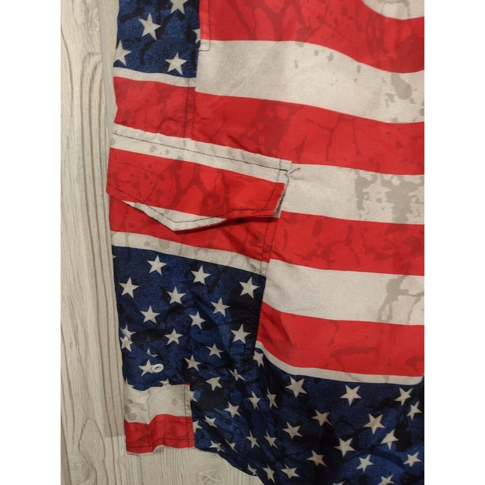American Flag Swim Trunks North 15 Black Label Mens Shorts  XL NEW/Tag